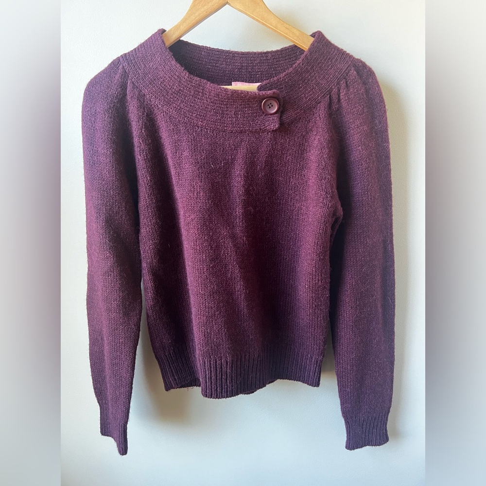 NOODLE Vintage Dark Romance‎ Sweater Coquette Retro Plum Alpaca Wool Pinup S